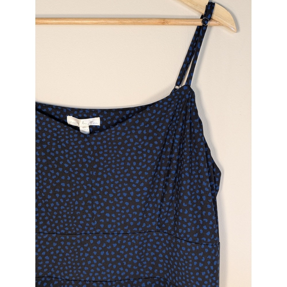 NWT Nine Britton Blue Dot Print Fit and Flare Dress XXL Black Sleeveless Pockets